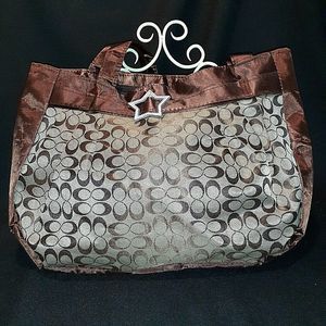 Colony One Brown and Tan Large Fashion Handbag ~18" x 12" Opens Large Mouth